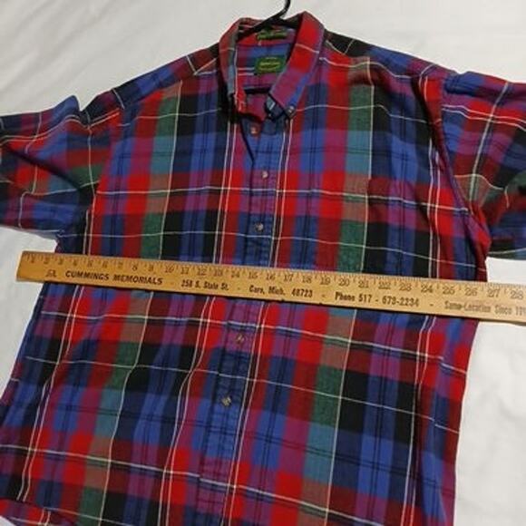 VTG Natural Choice Men's Flannel Shirt 2XL100% Cotton Red/Green/Blue Button-Down - Picture 8 of 12